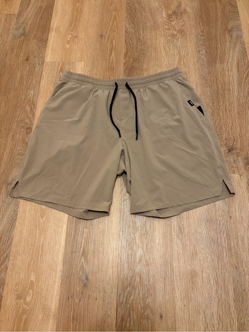 UNRL Stride Athletic Performance Shorts Khaki Tan Laser Cut Training Mens 2XL